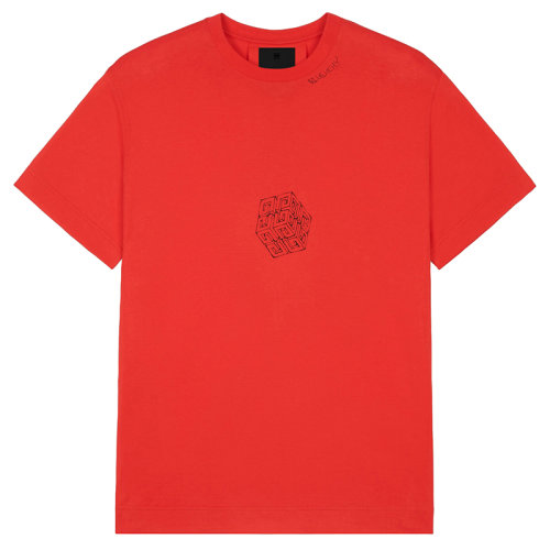 givenchyt恤价格,givenchy包包价格 【包税】givenchy/纪梵希 2021年新款男士红色棉质4g logo刺绣超大t恤