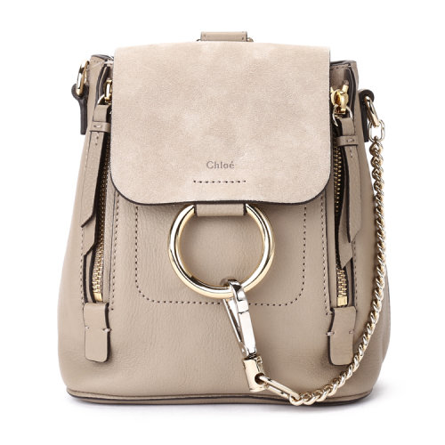 chloe(克洛伊 faye系列 女士小牛皮时尚迷你灰色双肩包