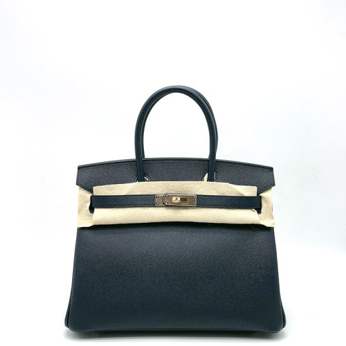 hermes/爱马仕 印度蓝birkin30 玫瑰金扣z刻 epsom牛皮手提包