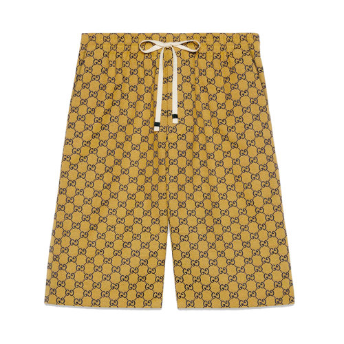 【包税】gucci/古驰 2021年新款男士黄色帆布棉质短裤 658089z8aog