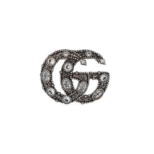 【包邮包税】 gucci古驰 21年秋冬 女士 双g刻花水晶胸针 650953 j3f