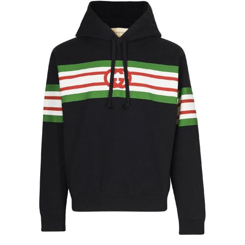 【包邮包税】 gucci古驰 21年秋冬 男士 卫衣 徽标连帽衫 guc865x7bck