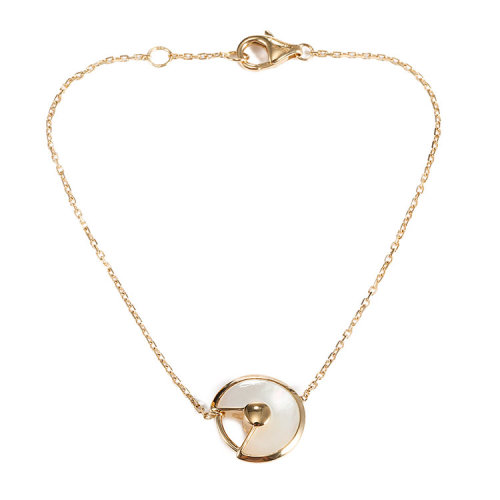 cartier(卡地亚) amulette de cartier系列18k金单钻白贝母手链