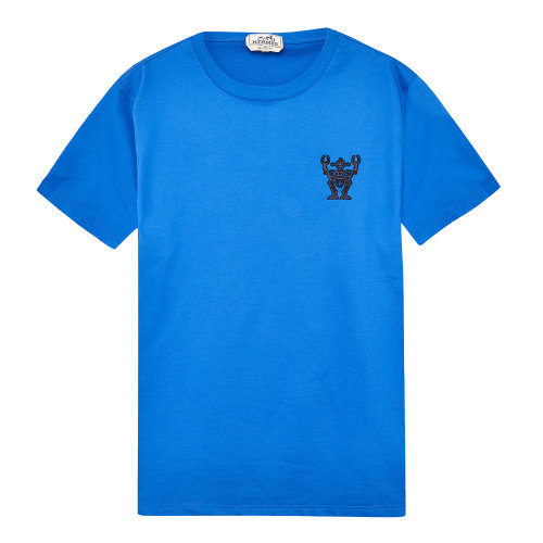 hermes(爱马仕) #蓝色印花针织t恤衫 180/92a xl