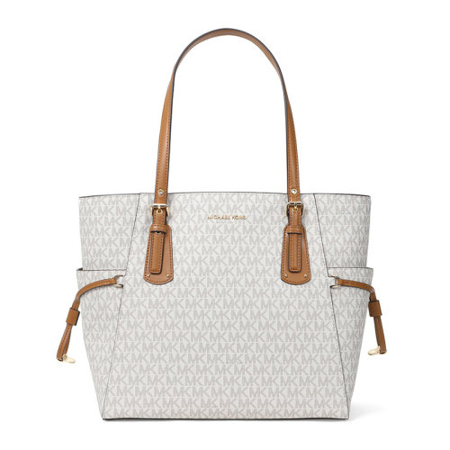 michael kors/迈克·科尔斯 mk 女士白色经典logo款皮革手提包单肩包