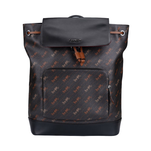 【预计30天发货】【包税】coach/蔻驰 男士白色马车时尚印花双肩包 c