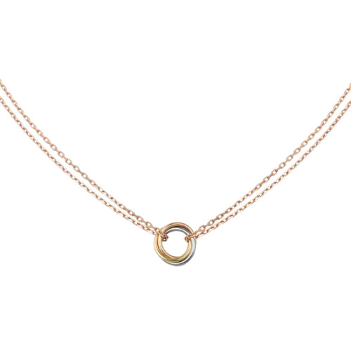 cartier/卡地亚 trinity系列女士拼色三色18k金三圈圆环环绕式项链