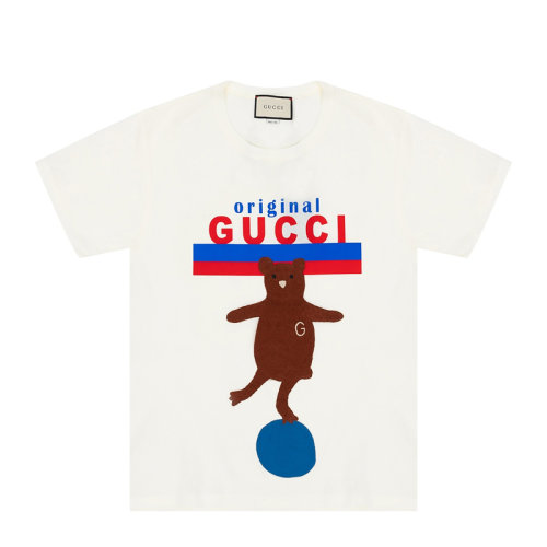【包邮包税】gucci/古驰 女士白色动物印花棉质短袖t恤 615044-xjcrh