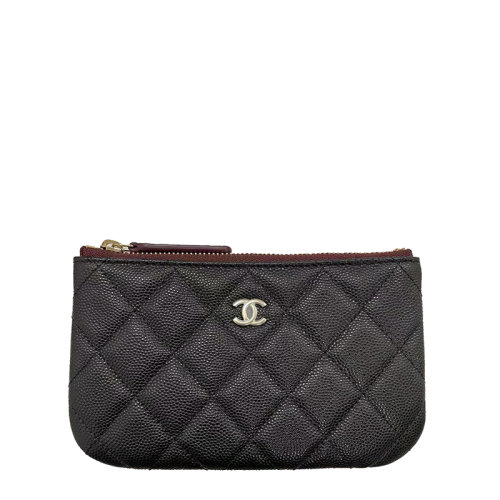 【包税】chanel/香奈儿 经典黑色粒面绗缝皮革金色双c拉链钱包a82365b