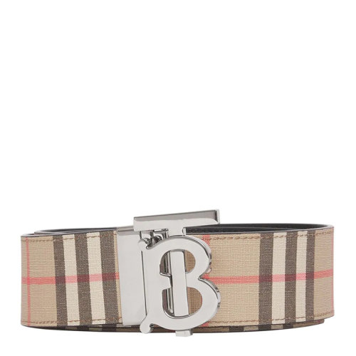 【包税】burberry/博柏利 男士 米色经典格纹字母金属