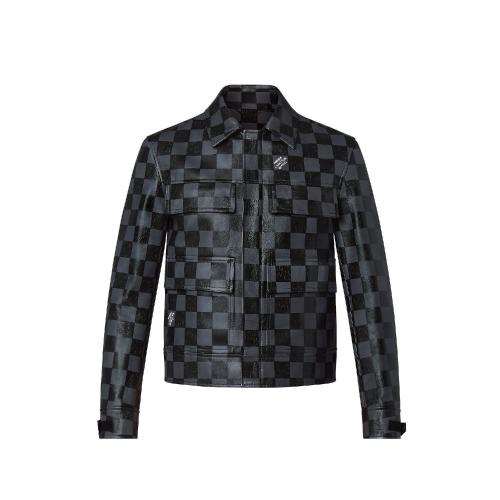【包邮包税】 lv路易威登 21年秋冬 男士 夹克 damier 皮革夹克 1a9a5