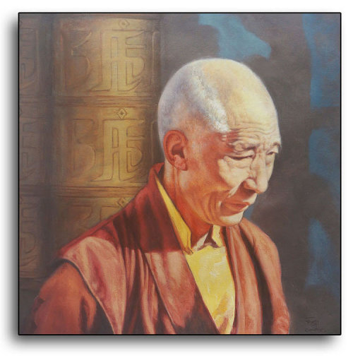 叶之福《西藏僧人》油画