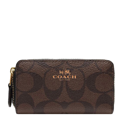 coach/蔻驰 女士经典logo标迷你pvc双拉链小钱包零钱包卡包 f63975