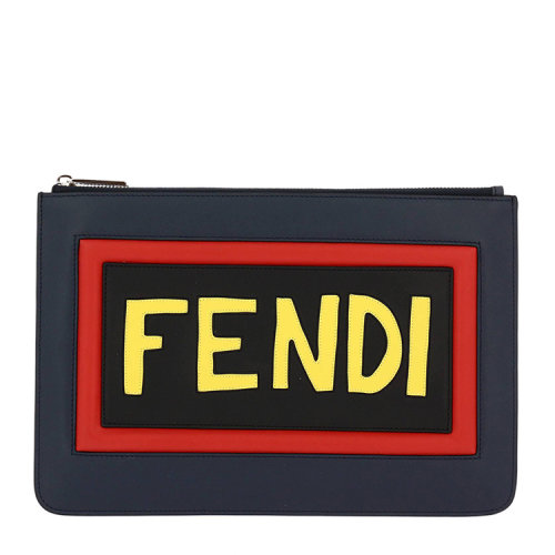 【折扣】 fendi/芬迪 男士 皮 手拿包 字母 蓝黑 gig 尺寸:30*20*0.