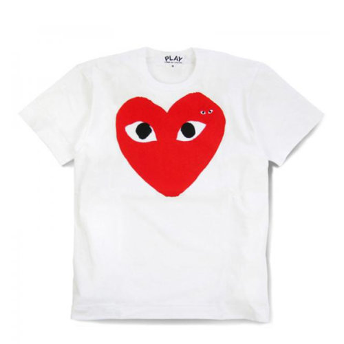 comme des garcons/川久保玲 cdg play女士白色纯棉短袖t恤 大红心款