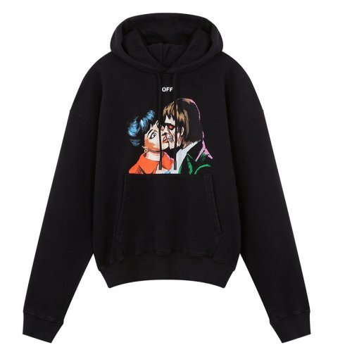 off-white/off-white情侣亲吻印花图案背部浮雕斜纹印花男士卫衣ombb