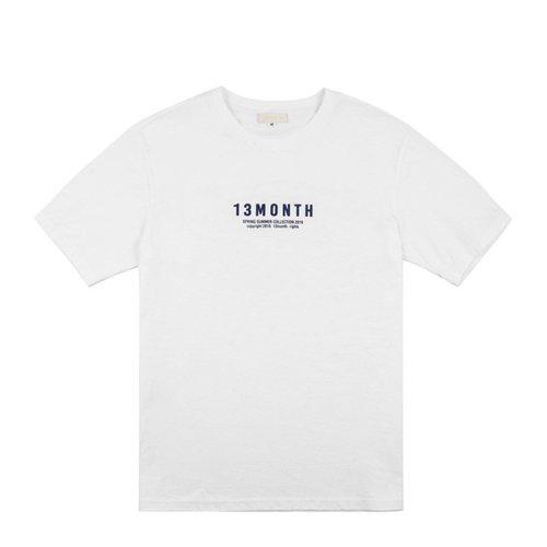 13month/13month blue logo half系列男女同款白色t恤