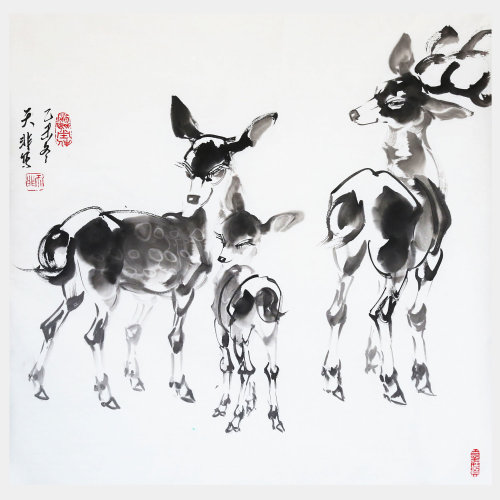田成义 《小鹿》 国画