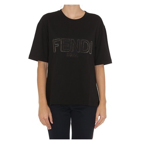 fendi/芬迪【20春夏】女装 服饰 黑色字母印花半袖 女士短袖t恤 faf
