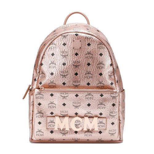 mcm(mcm) #金粉色皮质双肩包