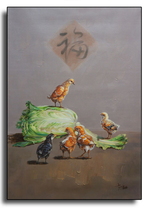 卢燕琴《五子登科之二》油画