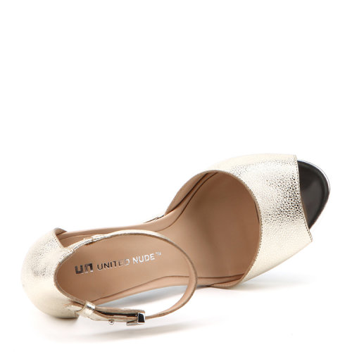 UNITED NUDEUNITED NUDE 平跟凉鞋UNITED NUDE Bella欧美春夏女金色牛皮镂空跟中高异型跟单凉鞋 正品