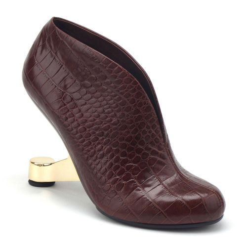 UNITED NUDEUNITED NUDE 高跟鞋UNITED NUDE 棕色鳄鱼皮电镀铝合金高跟短靴 棕色 39正品 价格 图片 寺库网