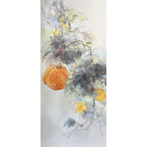 陈传立《南瓜藤》布面油画