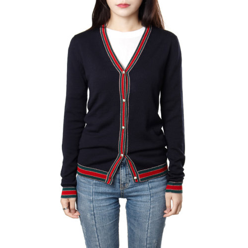 gucci 古驰 女士羊毛gg珍珠纽扣v字领毛衣针织开衫 41161057934098