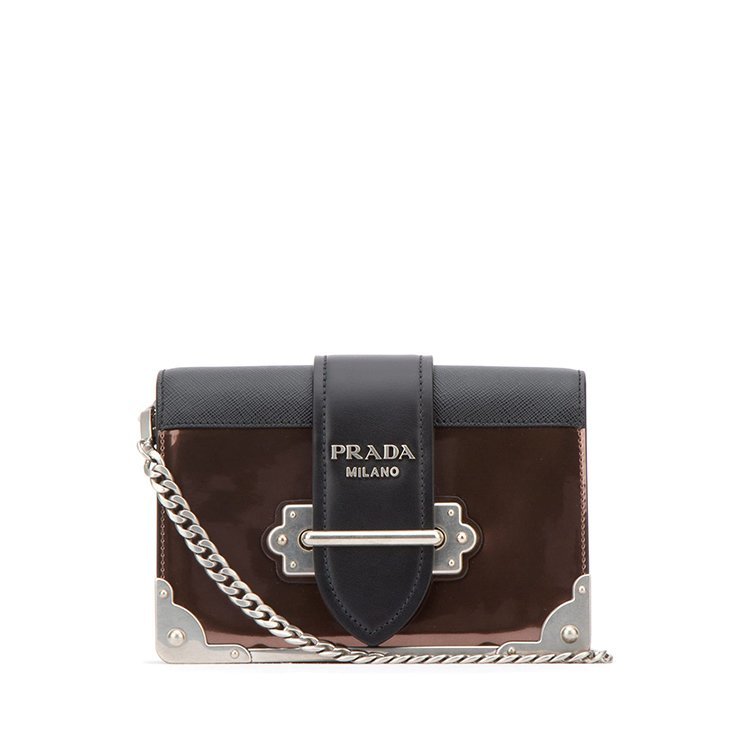 普拉达/prada 18年秋冬 链条 logo 女包 女性 cahier系列 小方包 红