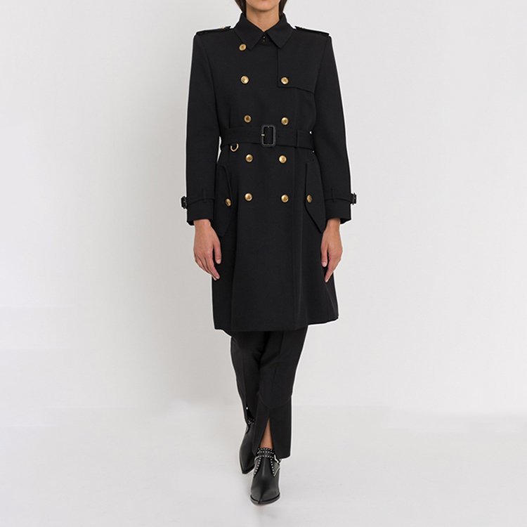 givenchy/纪梵希 19年秋冬 风衣 呢子 中性 腰带装饰 g字 logo 翻领