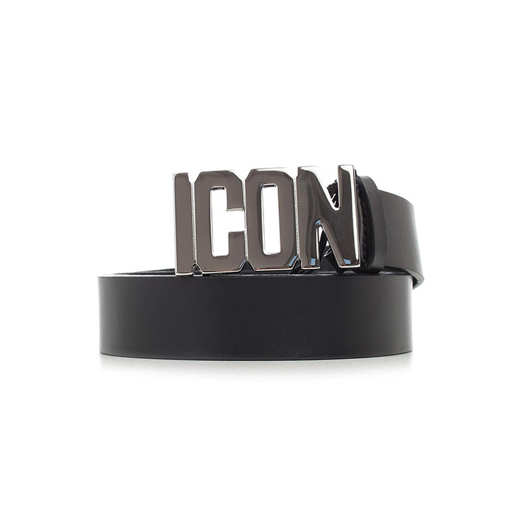 dsquared2/d二次方 19年秋冬 皮带 男性 logo 复古 黑色 腰带 bem