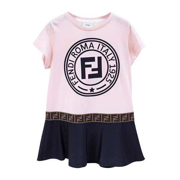 fendi/芬迪 19年秋冬 服装 连衣裙 女童 ff logo 短袖 混色 女童