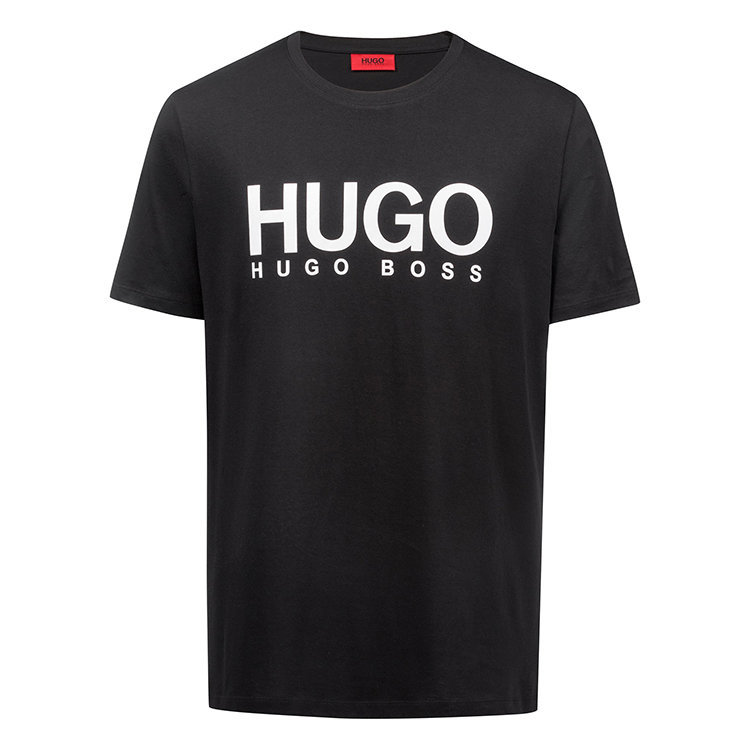 雨果博斯/hugo boss 19年春夏 圆领 男性 logo 宽松 黑色 男士短袖t恤