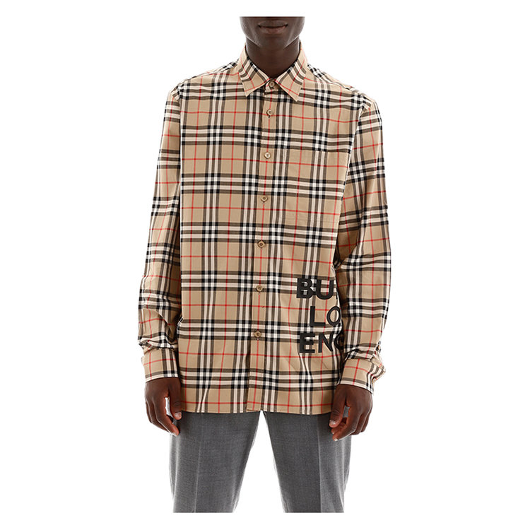 burberry衬衫,burberry衬衫真假辨别 burberry/博柏利 19年秋冬 翻领 男性 格纹 英伦 男士长袖衬衫
