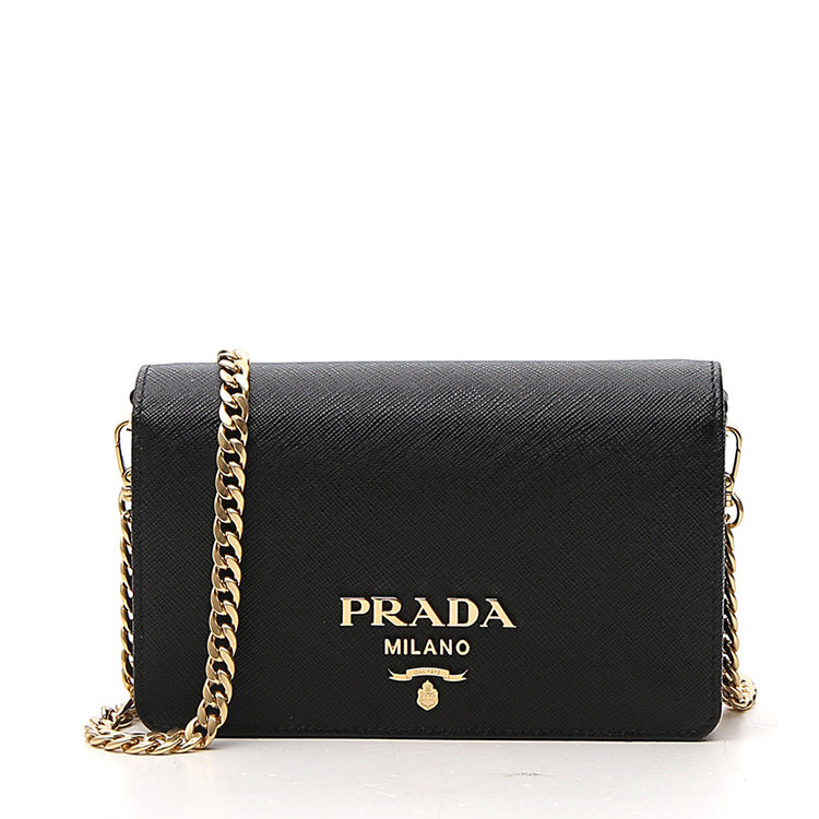 【2月2日正常发货】prada(普拉达) 黑色皮质女士斜挎包