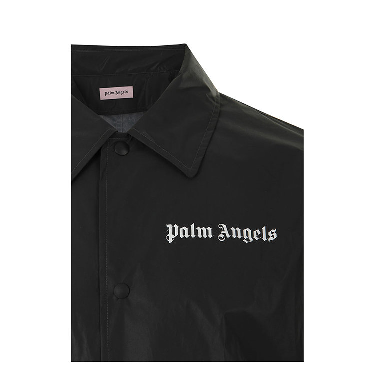 palmangels领子,palmangels裤子 palm angels/palm angels 19年春夏 风衣 男性 logo 宽松 黑色 男士