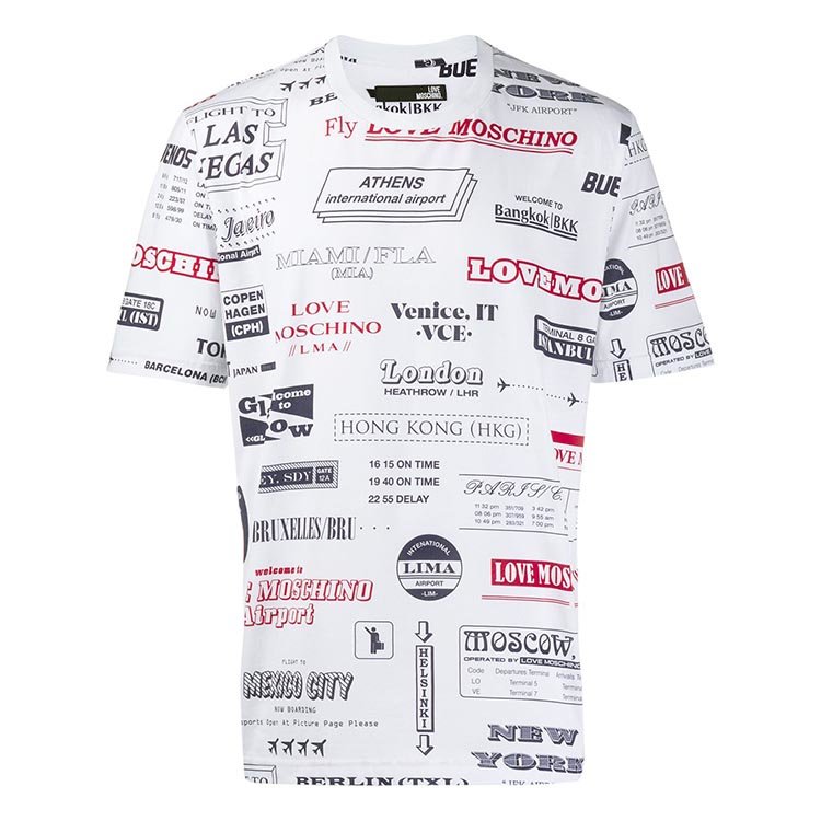 moschino 19年秋冬 logo 男性 圆领 印花 白色 男士短袖t恤 m4732-00m