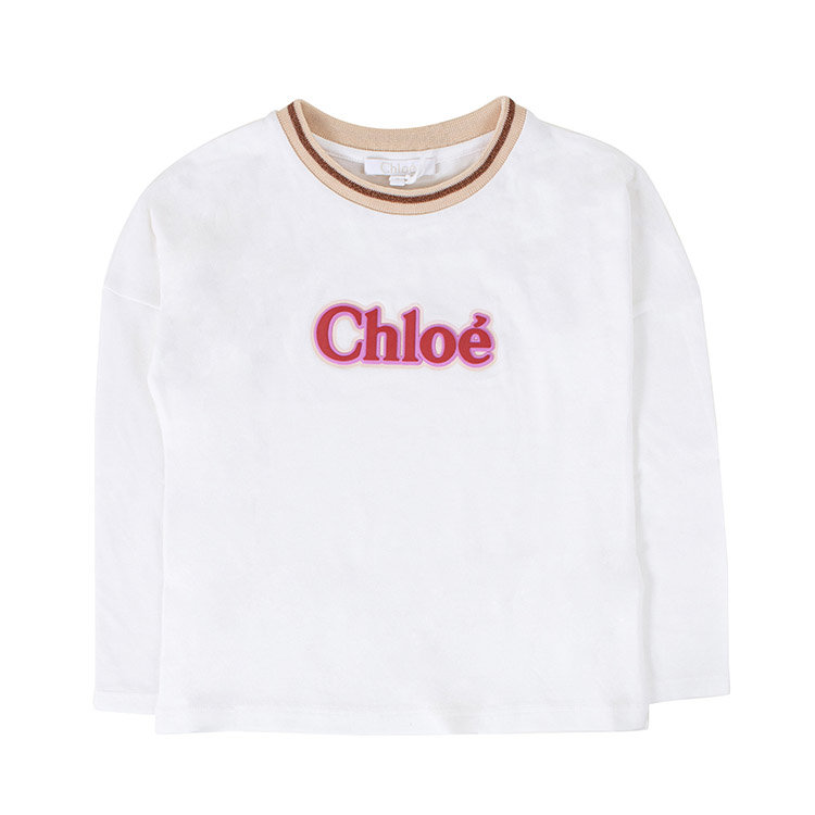 克洛伊/chloe 19年秋冬 长袖 女童 圆领 logo 白色