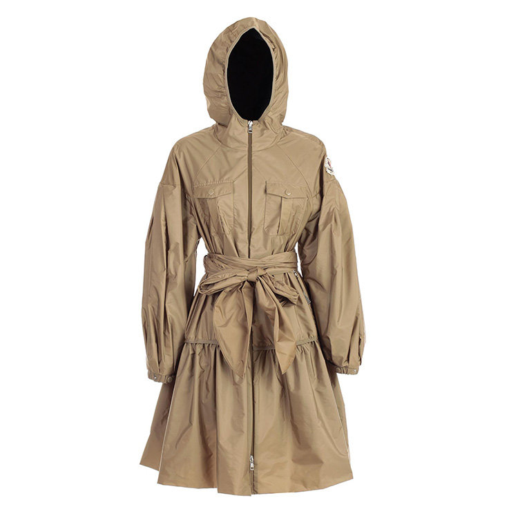 moncler(蒙克莱) 军绿色连帽女士风衣 1【北京同城闪送】