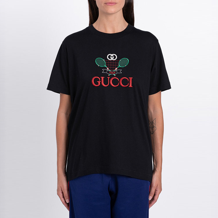 gucci/古驰 19年秋冬 gucci 网球印花 t 恤 女性 女士短袖t恤 580762