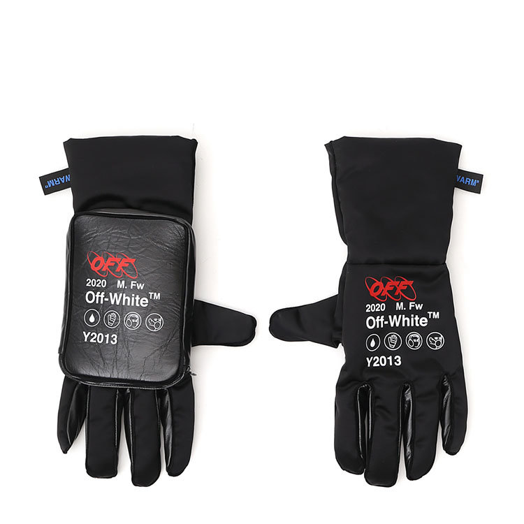 off-white/off-white 19年秋冬 百搭 男性 黑/白 手套 omne014f
