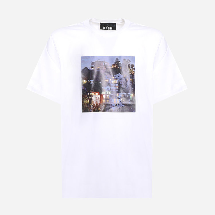 msgm/msgm 21年春夏 男士服装 男性 白色 男士短袖t恤 3040mm166