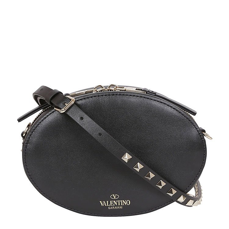 valentino/华伦天奴 19年秋冬 logo 圆形包 女包 女性 黑色 单肩包 qw
