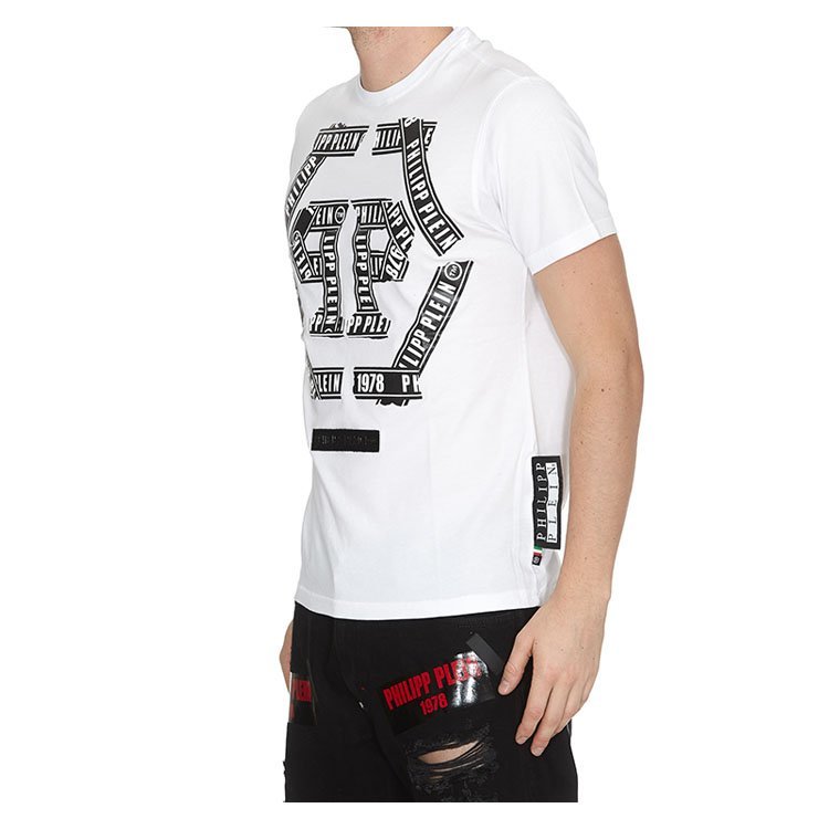 菲利普·普兰/philipp plein 19年春夏 圆领 男性 logo 宽松 白色