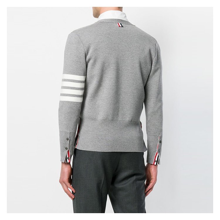 thom browne/thom browne 男性 条纹 v领 男士针织衫/毛衣 mkc160a