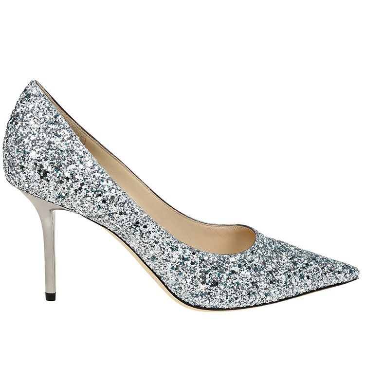 jimmy choo(周仰杰) 19年春夏 银色亮片细跟女士高跟鞋 9cm 意码40