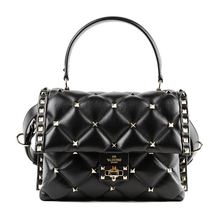 valentino/华伦天奴 18年秋冬 铆钉 菱格纹 女包 女性 红色 手提包 qw