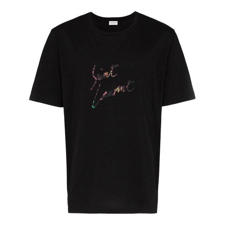 saintlaurentt恤,saintlaurent saint laurent paris 19年秋冬 ysl 男性 时尚 黑色 男士短袖t恤