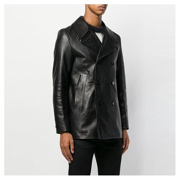 paris/saint laurent paris ysl 西装领 男性 ysl 双排扣 皮衣 男士
